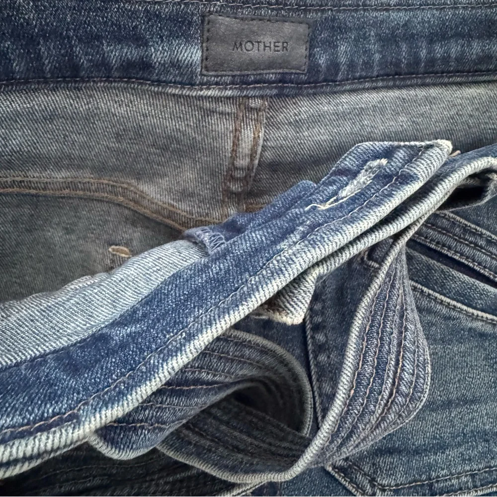 MOTHER Blue High-Waist Cropped Wide-Leg Jeans sz 27 - Picture 5 of 8